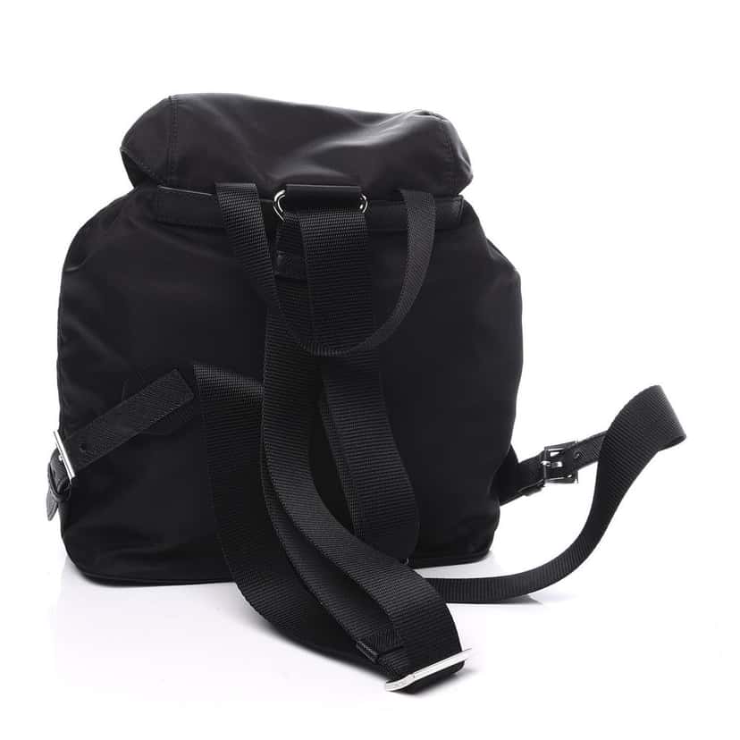Prada Prada Re-Nylon and Saffiano Leather Trim Medium Drawstring Rucksack Backpack in Black Black Leather Never worn - Inside View
