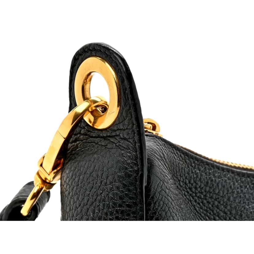 Prada Prada Vitello Phenix Zippered Messenger Hobo Black Leather Shoulder Bag Black Leather Good condition - Inside View