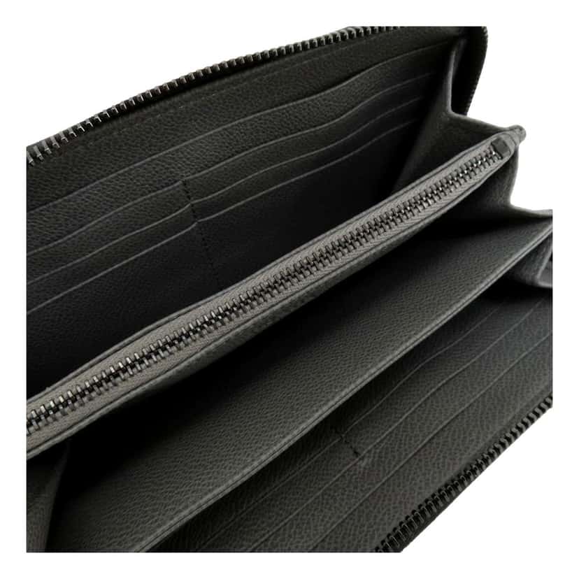 Prada Prada Vitello Grain Long Black and Grey Zip Around Continental Wallet Black Leather Never worn - Box View