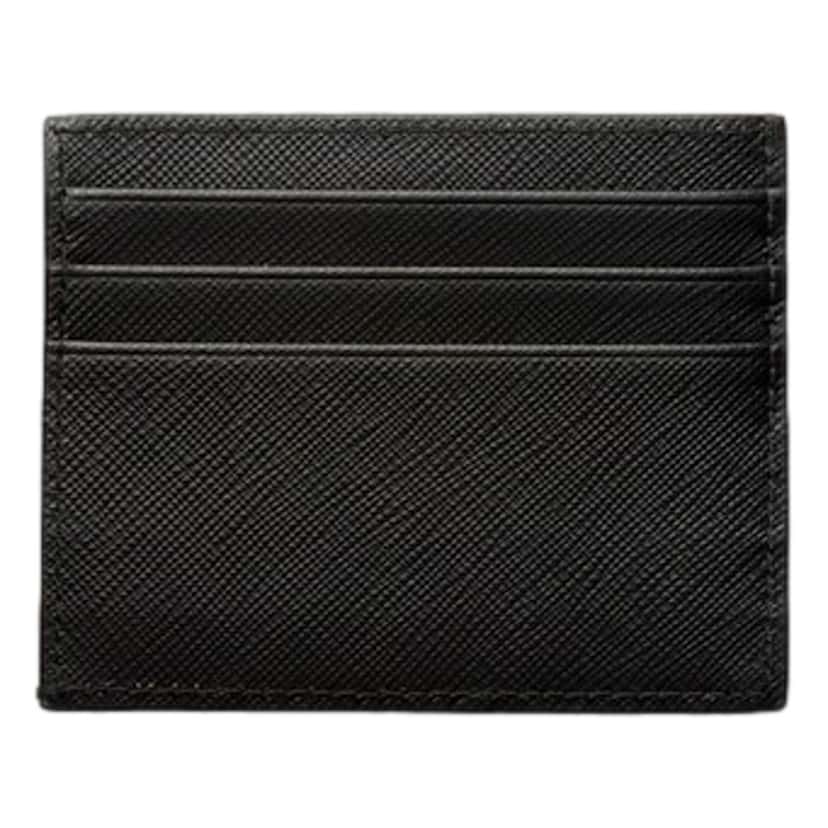 Prada Prada Saffiano Mens Credit Card Wallet Black Nero Silver Triangle Enamel Logo Other Leather Never worn - Inside View