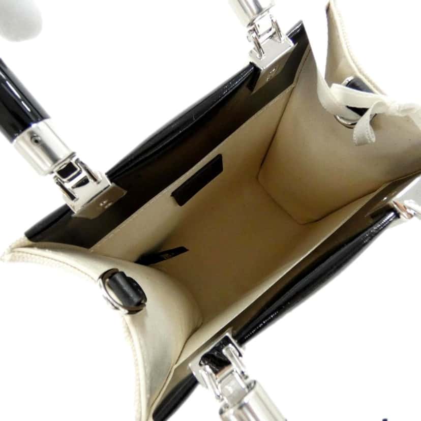 Fendi FENDI FF Mini Bag Shopper Tote Crossbody Bag Leather and Canvas Black Black Leather Never worn - Model View