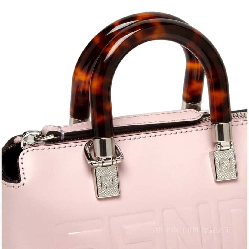 Fendi Fendi By The Way Mini Boston Bag Light Pink Patent Leather Top Handle Pink Leather Never worn - Model View