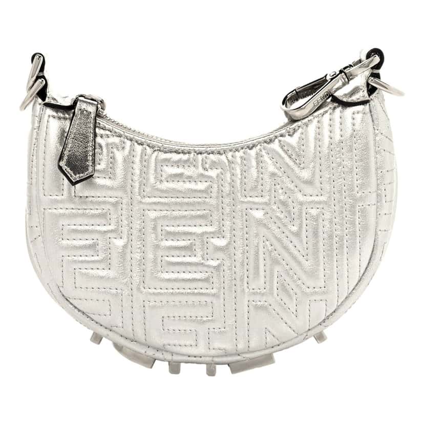 Fendi Fendi x Marc Jacobs Fendigraphy Silver Mini Hobo Leather Bag Silver Leather Never worn - Front View