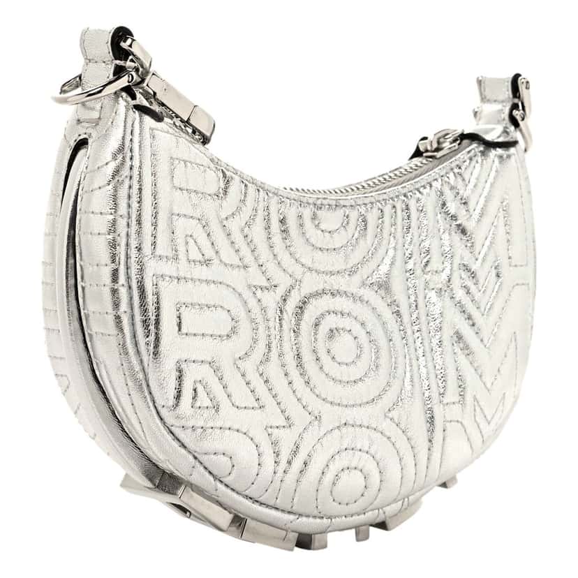 Fendi Fendi x Marc Jacobs Fendigraphy Silver Mini Hobo Leather Bag Silver Leather Never worn - Back View