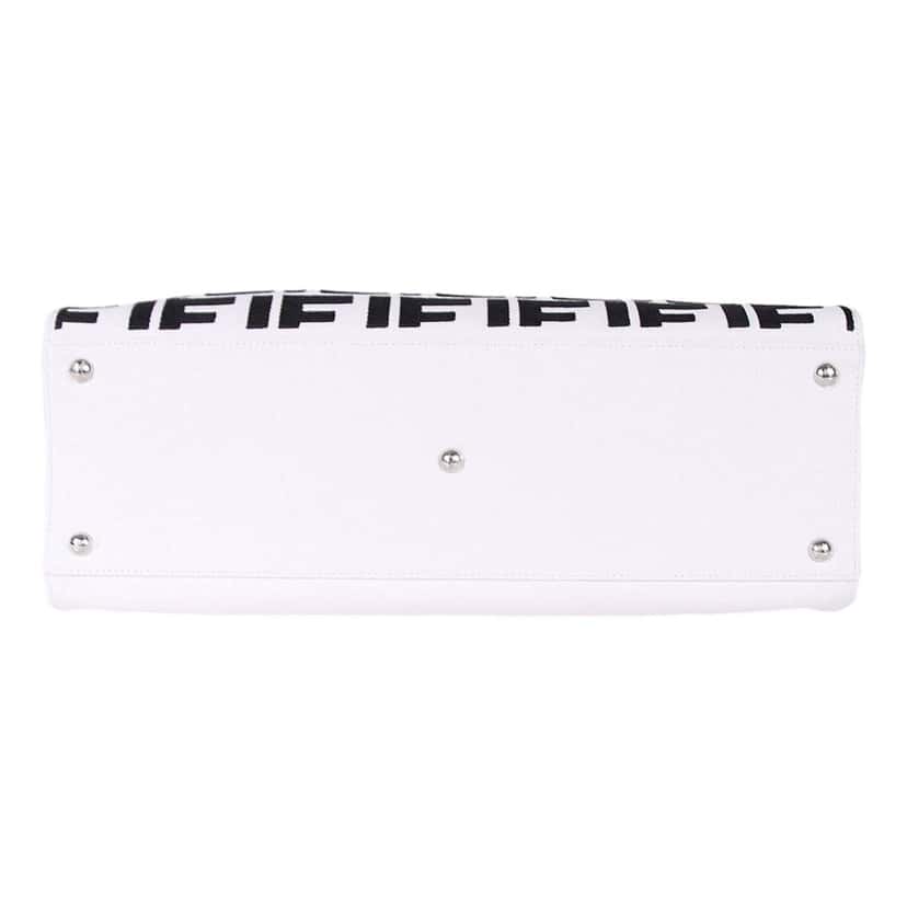 Fendi Fendi FF Canvas X-Tote Bag Black White Leather Trim Turn Lock Black Leather Never worn - Box View