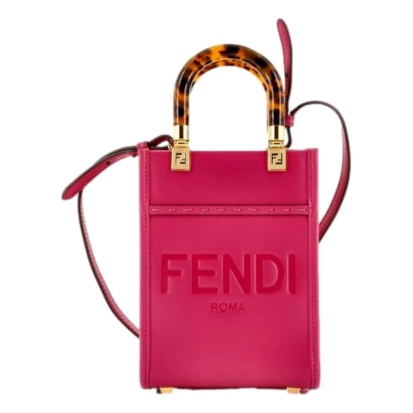 Fendi Fendi Sunshine Shopper Fuchsia Pink Small Handbag Crossbody Bag Pink Leather Never worn - Front View