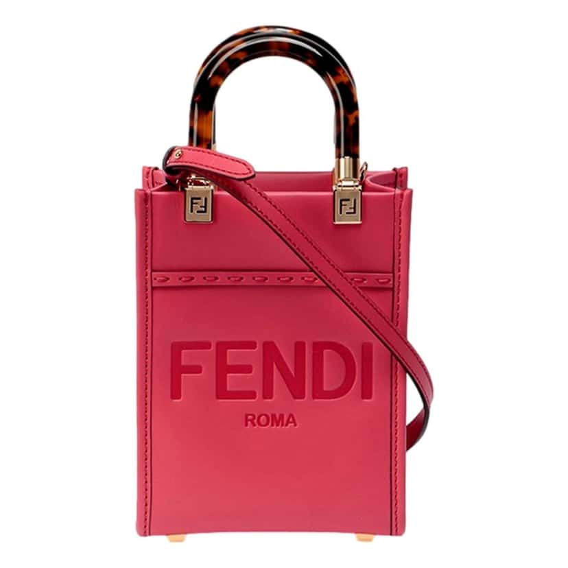 Fendi Fendi Sunshine Shopper Fuchsia Pink Small Handbag Crossbody Bag Pink Leather Never worn - Back View