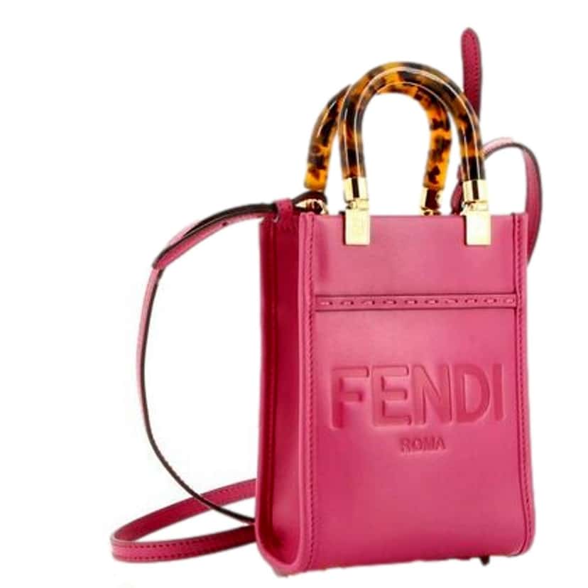 Fendi Fendi Sunshine Shopper Fuchsia Pink Small Handbag Crossbody Bag Pink Leather Never worn - Model View