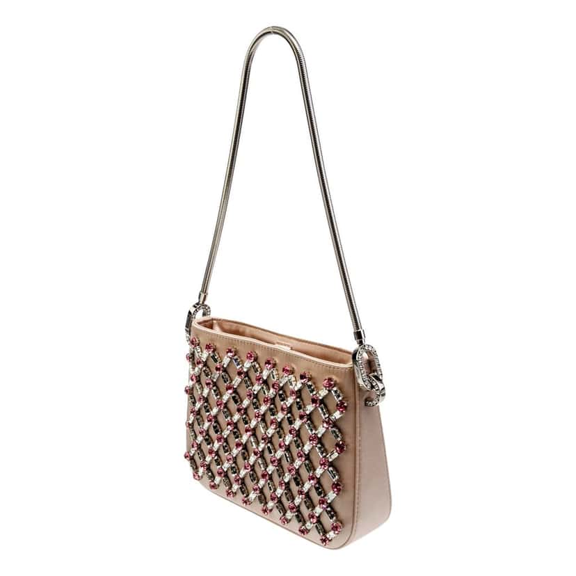 Miu Miu Miu Miu Sassy Crystal Embellished Powder Pink Satin Handbag Pink Satin Never worn - Back View