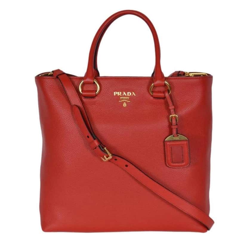 Prada Prada Vitello Phenix Red Leather Shopping Tote Red Leather Good condition - Front View