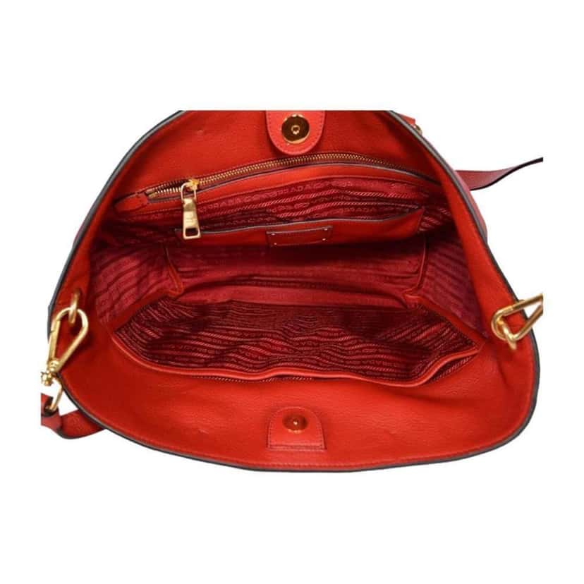 Prada Prada Vitello Phenix Red Leather Shopping Tote Red Leather Good condition - Model View