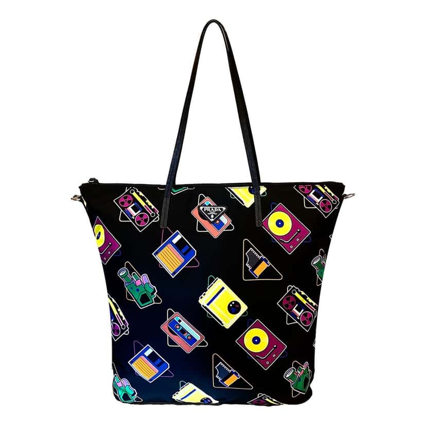 Prada Prada Cassette Print Black Nylon Convertible Shopping Tote Handbag Other Never worn - Front View