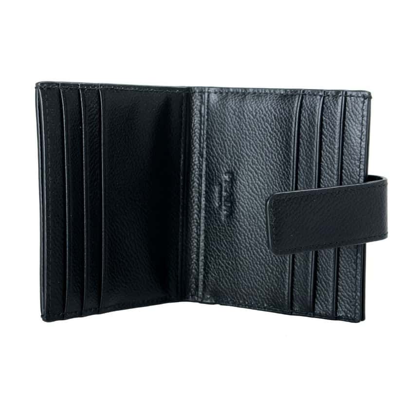 Prada Prada Black Vitello Grain Leather Card  Bifold Wallet Black Leather Never worn - Model View