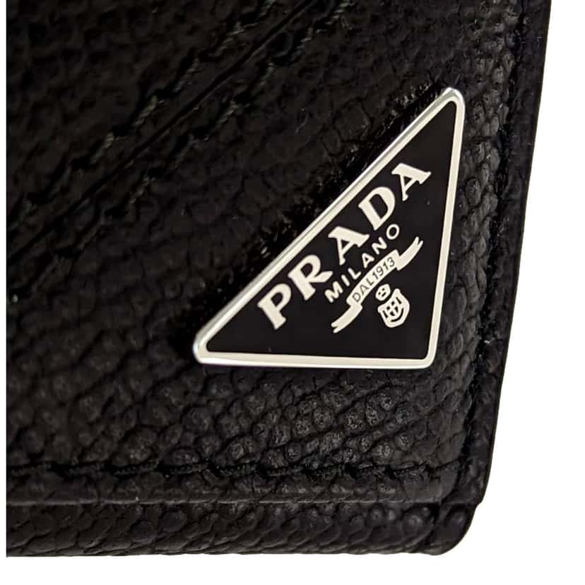 Prada Prada Black Vitello Grain Leather Card  Bifold Wallet Black Leather Never worn - Box View