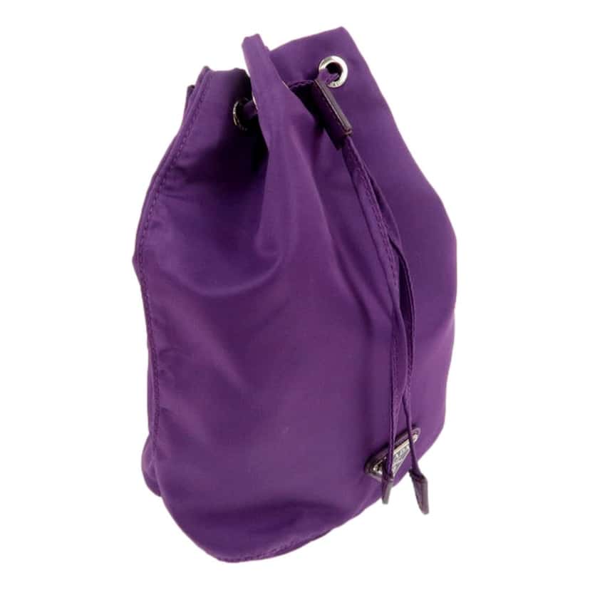 Prada Prada UVA Purple Tessuto Nylon Triangle Logo Drawstring Bucket Bag Purple Leather Never worn - Inside View