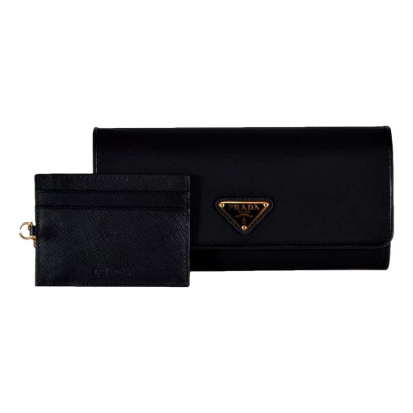 Prada Prada Triangle Logo Tessuto Re-Nylon Black Continental Large Flap Wallet Black Never worn - Back View