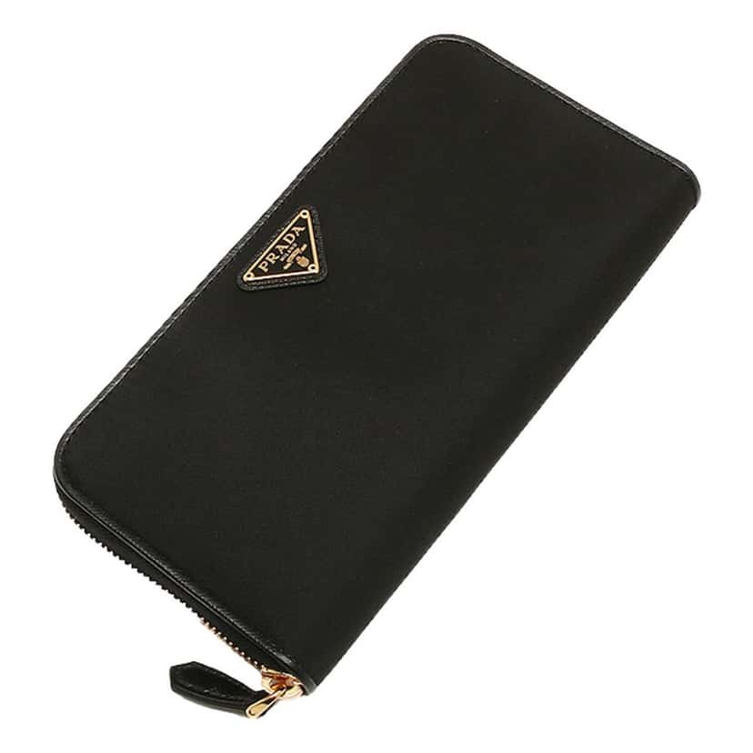 Prada Prada Black Tessuto Nylon Zip Around Wallet Gold Triangle Logo Black Canvas Good condition - Inside View