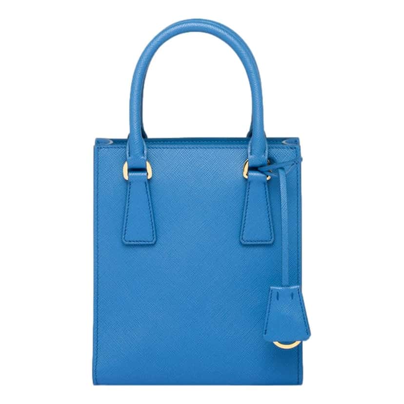 Prada Prada Saffiano Leather Top Handle Mini Shopper Crossbody Bag in Blue Blue Leather Never worn - Back View
