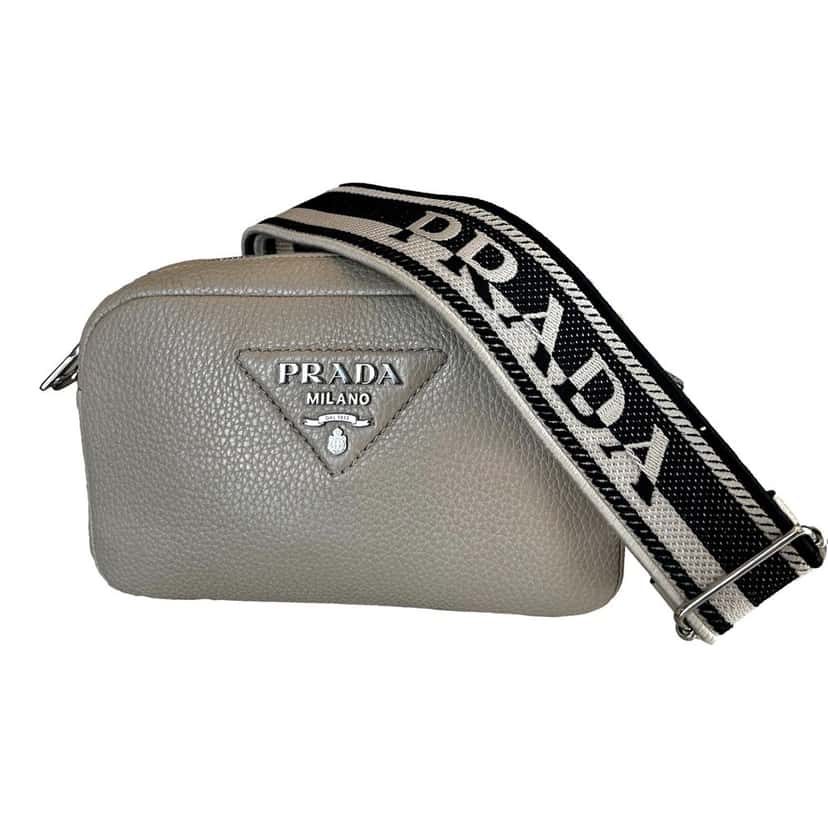 Prada Prada Vitello Daino Leather Sabbia Beige Web Strap Camera Crossbody Beige Leather Never worn - Front View