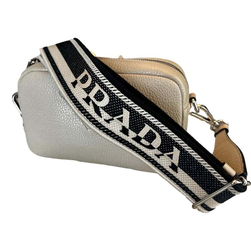 Prada Prada Vitello Daino Leather Sabbia Beige Web Strap Camera Crossbody Beige Leather Never worn - Inside View