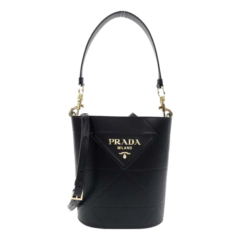 Prada Prada Soft Calf Leather Bucket Crossbody Handbag Nero Black Black Leather Never worn - Front View
