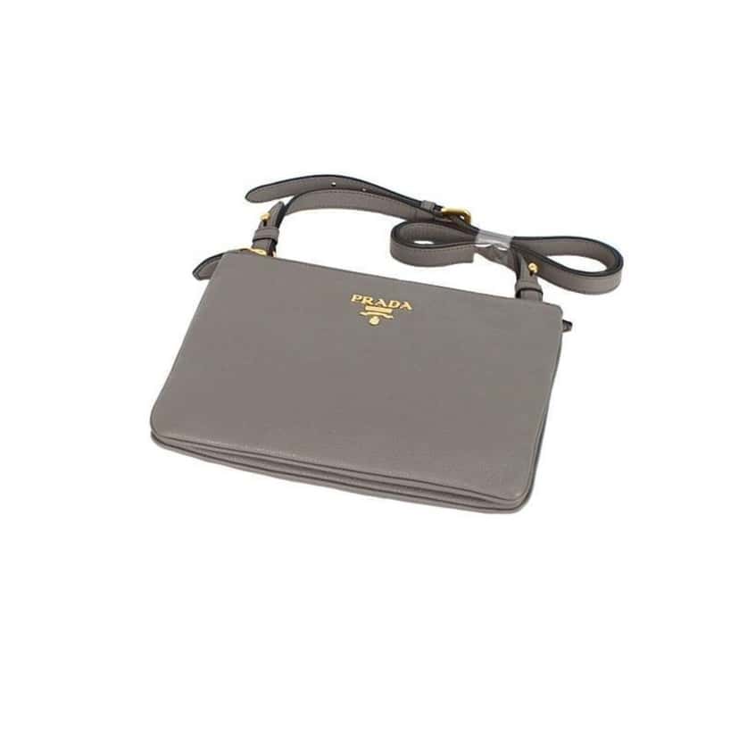 Prada Prada Vitello Phenix Argilla Gray Leather Logo Plaque Crossbody Bag Other Leather Never worn - Inside View