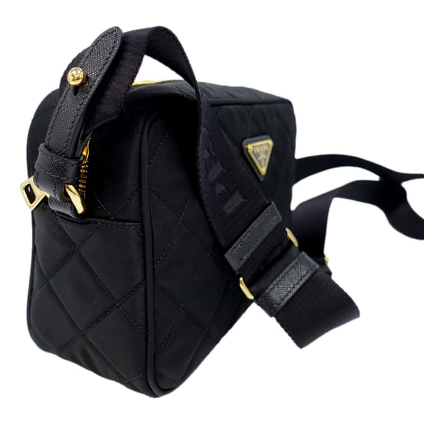 Prada Prada Tessuto Black Quilted Nylon Triangle Logo Camera Crossbody Bag Black Never worn - Inside View