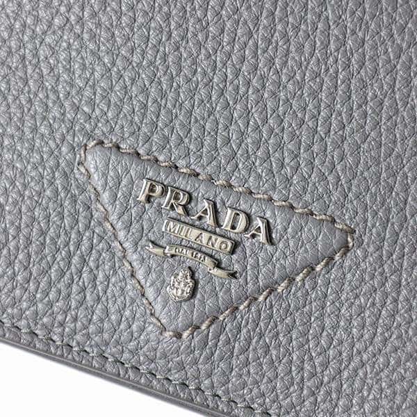 Prada Prada Marmo Marble Grey Vitello Daino Leather Silver Triangle Logo Bifold Wallet Other Leather Never worn - Inside View