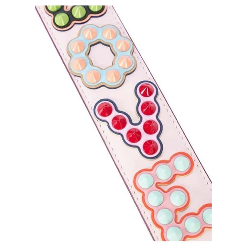 Fendi Fendi Mini Strap You Pink Peonia Multicolor "LOVE" Studded Leather Pink Leather Good condition - Back View