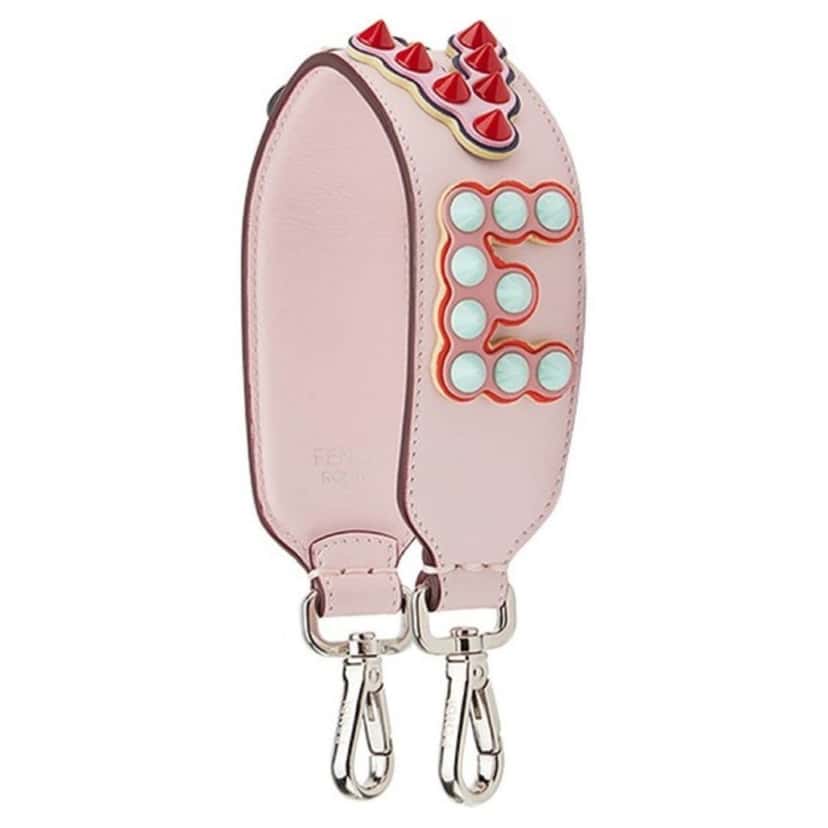 Fendi Fendi Mini Strap You Pink Peonia Multicolor "LOVE" Studded Leather Pink Leather Good condition - Model View