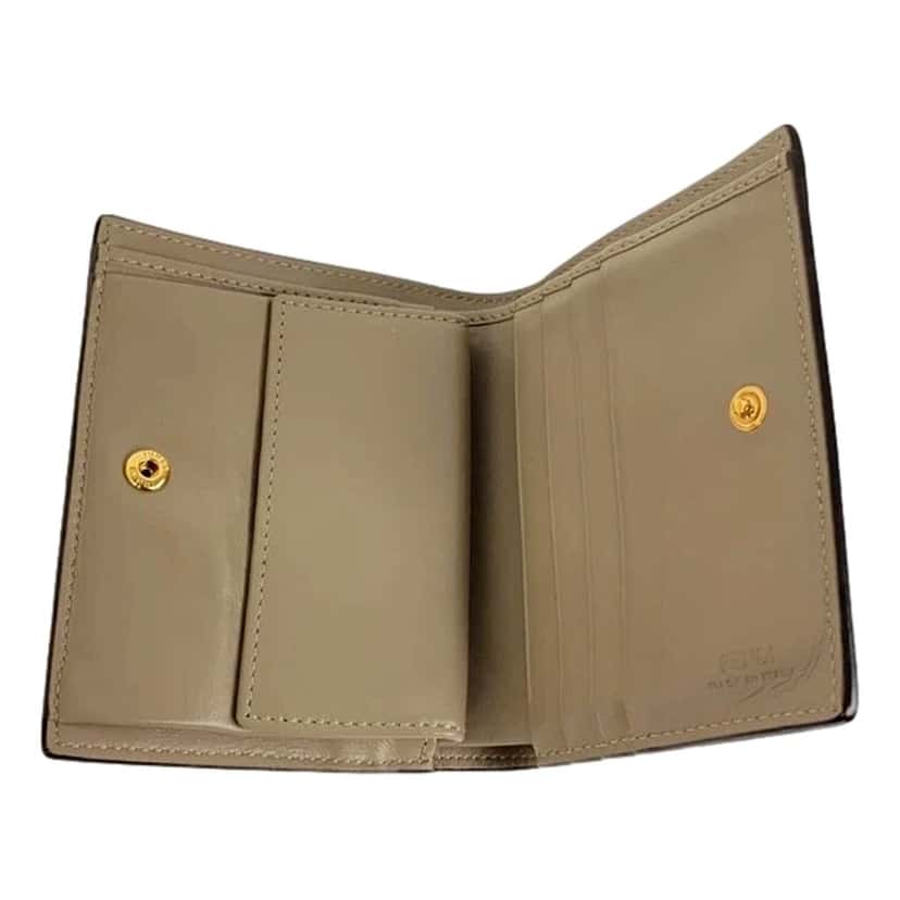 Fendi Fendi F is Fendi Tortora Gray Leather Bifold Wallet Other Leather Never worn - Inside View