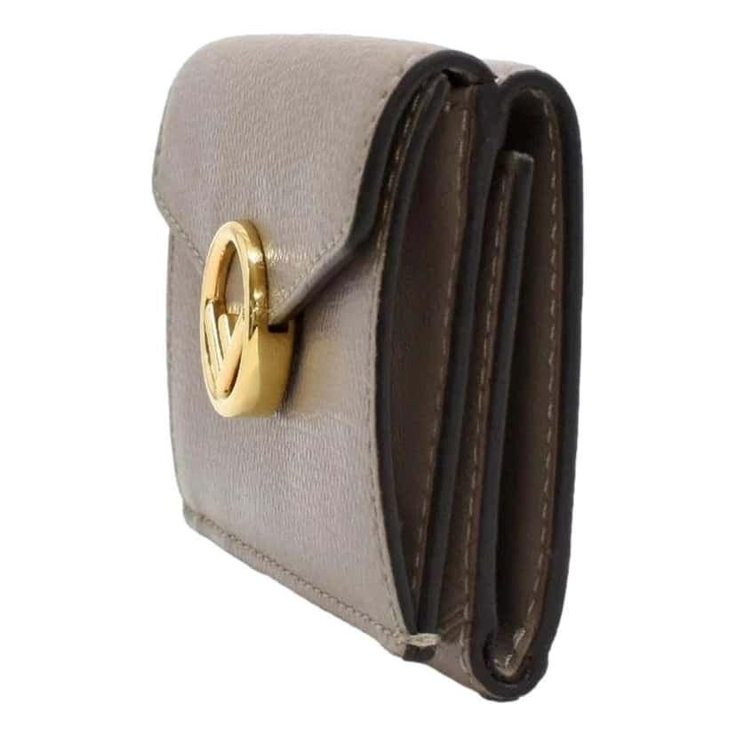 Fendi Fendi F Is Fendi Tortora Gray Leather Micro Trifold Wallet Other Leather Never worn - Inside View