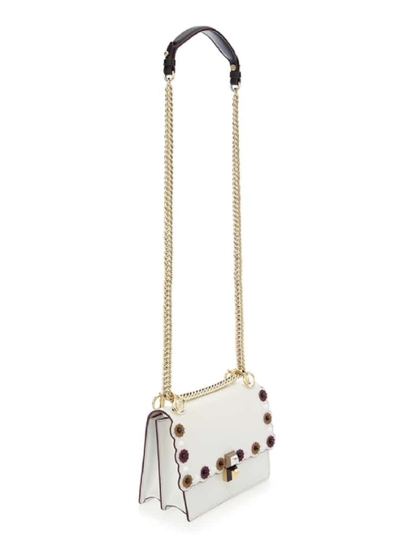 Fendi Fendi Kan I White Multi Color Flowers Leather Chain Bag White Leather Good condition - Back View