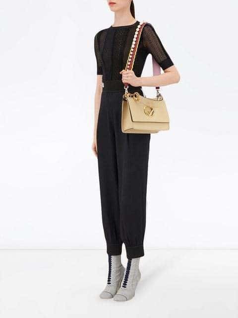 Fendi Fendi Strap You Pearl Embellished Black Cherry Lemon Shoulder Strap Black Leather Good condition - Box View