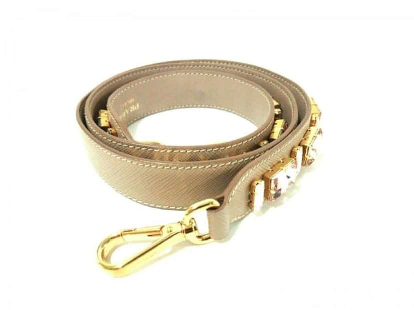 Prada Prada Leather Saffiano Crystal Women's Blush Pink Strap Pink Leather Good condition - Box View