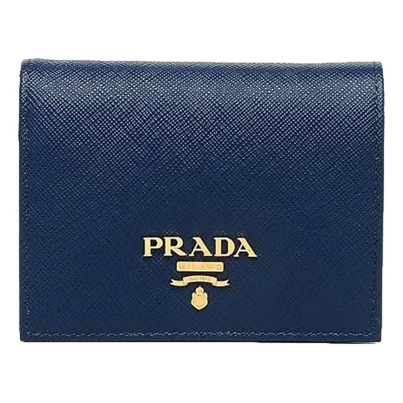 Prada Prada Womens Saffiano Multi-Color Folding Wallet Bluette Blue and Astrale Blue Leather Never worn - Front View