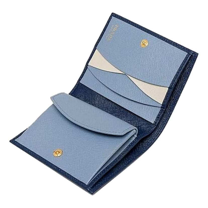 Prada Prada Womens Saffiano Multi-Color Folding Wallet Bluette Blue and Astrale Blue Leather Never worn - Box View