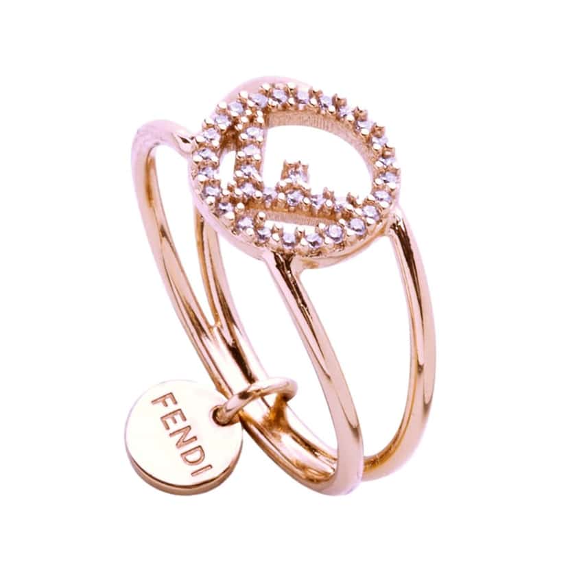 Fendi Fendi F is Fendi Circle Logo Crystal Ring Rose Gold Metal Size Medium Gold Never worn - Inside View