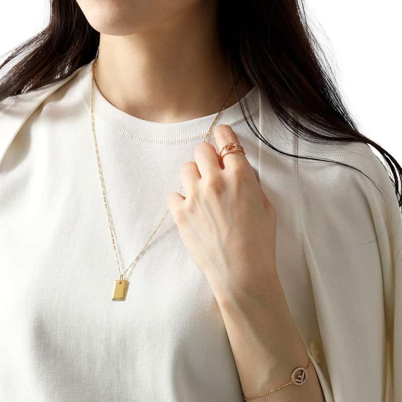 Fendi Fendi F is Fendi Circle Logo Crystal Ring Rose Gold Metal Size Medium Gold Never worn - Model View