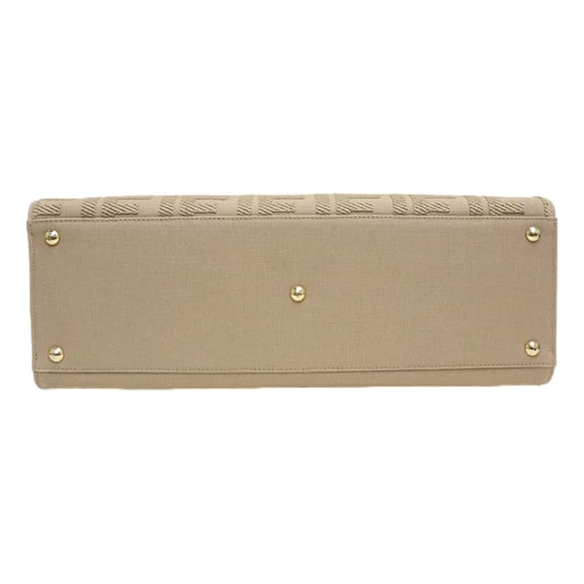 Fendi Fendi FF Peekaboo X-Lite Brown Beige Canvas and Leather Tote Brown Canvas Never worn - Box View