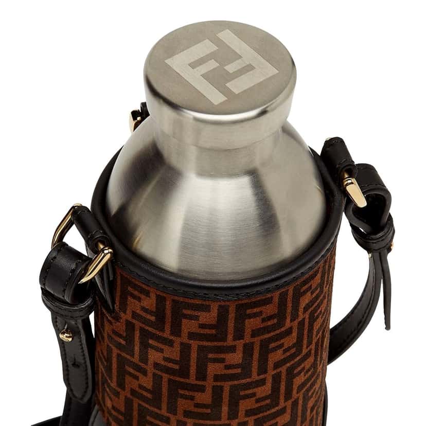 Fendi Fendi x 24 Bottles FF Print Suede Bottle Holder Crossbody 2 Piece Set Brown Suede Never worn - Inside View