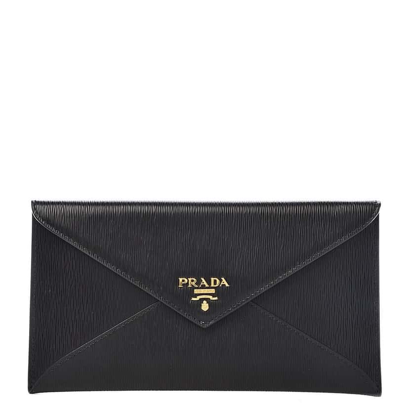 Prada Prada Black Vitello Move Leather Long Envelope Wallet Black Leather Good condition - Front View