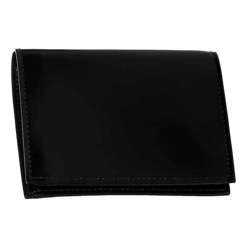 Prada Prada Bifold Black Polished Leather Triangle Logo Card Holder Wallet Black Leather Never worn - Model View