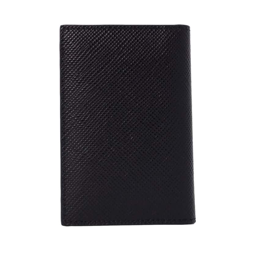 Prada Prada Black Saffiano Leather Vertical Logo Card Holder Black Canvas Good condition - Back View