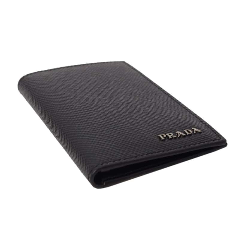 Prada Prada Black Saffiano Leather Vertical Logo Card Holder Black Canvas Good condition - Inside View
