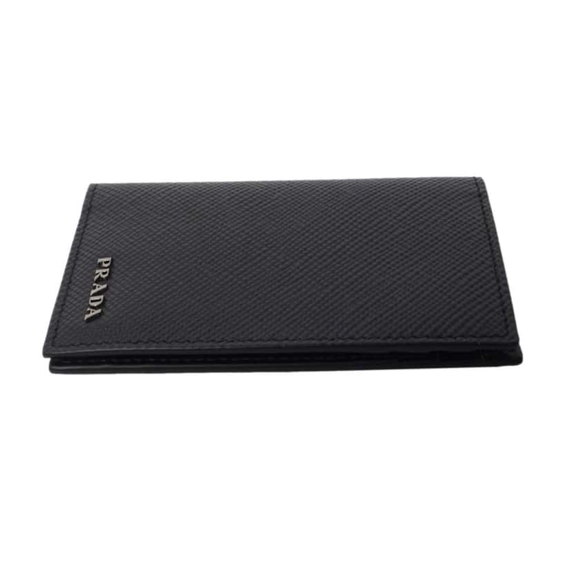 Prada Prada Black Saffiano Leather Vertical Logo Card Holder Black Canvas Good condition - Box View