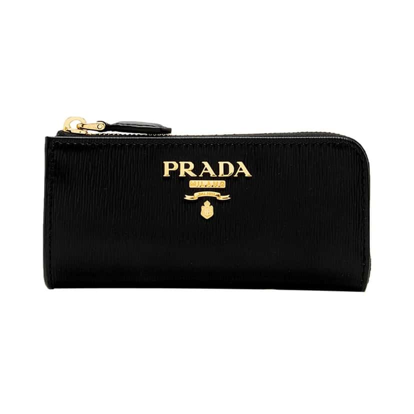 Prada Prada Vitello Move Key Case Holder Wallet Zip Pouch Black Calf Leather Black Leather Never worn - Front View