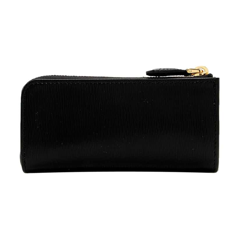 Prada Prada Vitello Move Key Case Holder Wallet Zip Pouch Black Calf Leather Black Leather Never worn - Model View
