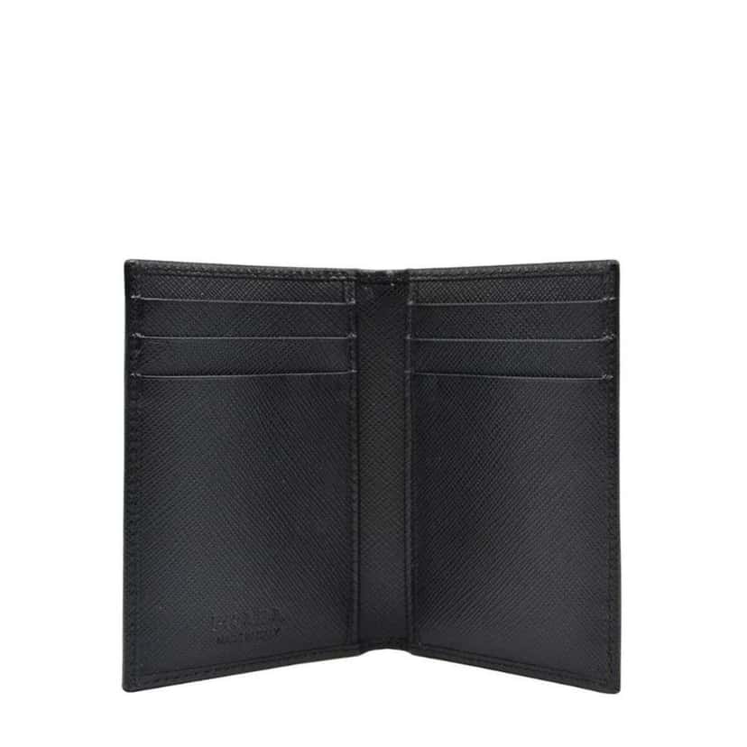 Prada Prada Mens Saffiano Leather Vertical Card Black Holder Bifold Wallet Black Canvas Good condition - Back View