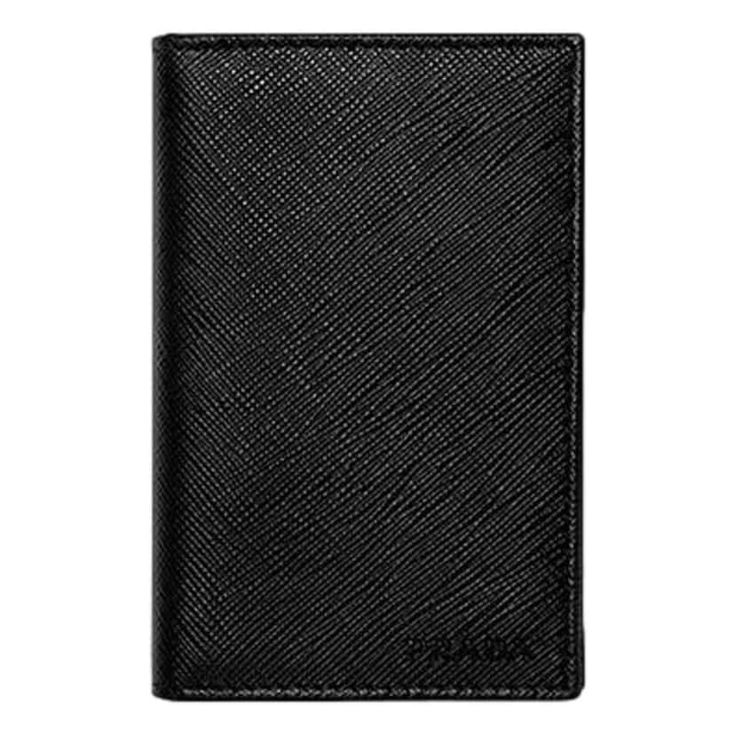 Prada Prada Mens Saffiano Leather Vertical Card Black Holder Bifold Wallet Black Canvas Good condition - Box View